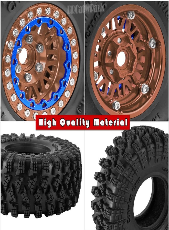 BRCatWPark 4Pcs RC 1.9 Wheel Tires for 1/10 TRX4 TRX6 SCX10 SCX10 II 90046 SCX10 III AXI03007 SCX10 Pro Gen7/8 D90 VS4-10 MST CFX RC Crawler Car,12mm Hex Wheels Rims and Rubber Tires w/Sponge,Brown - Image 5